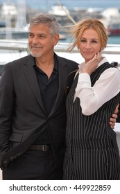 CANNES, FR - MAY 12, 2016: Actors George Clooney & Julia Roberts At The Photocall For 