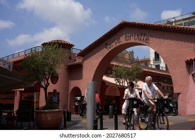 Cannes, France - June 16, 2021 - Forville Market Is Cannes' Favorite Market And Offers Organic Vegetables, Local Wine, Fresh Fish, And Fresh Flowers For The Table.                               