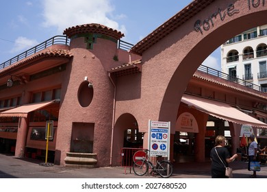 Cannes, France - June 16, 2021 - Forville Market Is Cannes' Favorite Market And Offers Organic Vegetables, Local Wine, Fresh Fish, And Fresh Flowers For The Table.                               