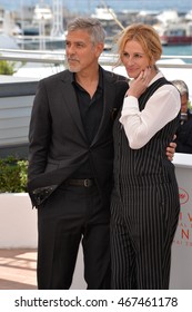 CANNES, FRANCE - MAY 12, 2016: Actors George Clooney & Julia Roberts At The Photocall For 