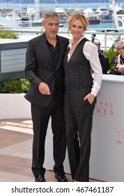 CANNES, FRANCE - MAY 12, 2016: Actors George Clooney & Julia Roberts At The Photocall For 