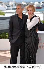 CANNES, FRANCE - MAY 12, 2016: Actors George Clooney & Julia Roberts At The Photocall For 