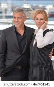 CANNES, FRANCE - MAY 12, 2016: Actors George Clooney & Julia Roberts At The Photocall For 