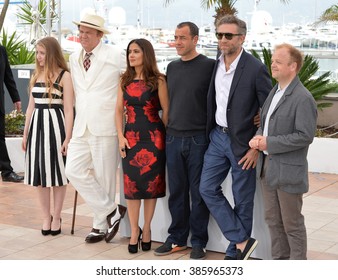 CANNES, FRANCE - MAY 14, 2015: Toby Jones, Vincent Cassel, Salma Hayek, John C. Reilly & Bebe Cave & director Matteo Garrone at the photocall for "Tale of Tales" at the 68th Festival de Cannes.