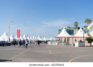 CANNES, FRANCE - MAY 14, 2016: The International Village During The 69th Cannes Film Festival. Cannes Hosts The Annual Cannes Film Festival From 1949.