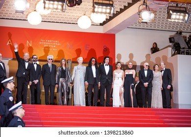 CANNES, FRANCE - MAY 14, 2019: Bill Murray, Director Jim Jarmusch, Sara Driver, Tilda Swinton, Luka Sabbat, Adam Driver, Selena Gomez And Chloe Sevigny On 72nd Annual Cannes Film Festival