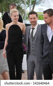 CANNES, FRANCE - MAY 15, 2013: Leonardo DiCaprio, Carey Mulligan & Tobey Maguire At The Photocall For Their Movie 