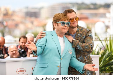 CANNES, FRANCE - MAY 16, 2019:  Elton John And Actor Attend Taron Egerton The Photocall For 