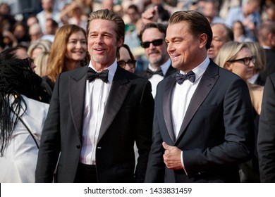 CANNES, FRANCE - MAY 21: Brad Pitt and Leonardo DiCaprio attend the premiere of the movie "Once Upon A Time In Hollywood" during the 72nd Cannes Film Festival on May 21, 2019 in Cannes, France.