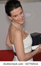 CANNES, FRANCE - MAY 23, 2010: Juliette Binoche at the closing Awards Gala at the 63rd Festival de Cannes.
