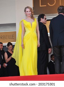 CANNES, FRANCE - MAY 23, 2014: Uma Thurman At 20th Anniversary Screening Of Her Movie 