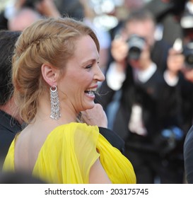 CANNES, FRANCE - MAY 23, 2014: Uma Thurman At 20th Anniversary Screening Of Her Movie 