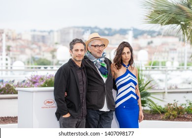 CANNES, FRANCE - MAY 24, 2019:  Gael García Bernal, Director Elia Suleiman And Yasmine Hamdan Attend The photocall For 