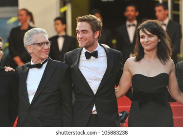CANNES, FRANCE - MAY 25, 2012: Robert Pattinson, Juliette Binoche & director David Cronenberg at the gala screening of their new movie "Cosmopolis" in Cannes. May 25, 2012  Cannes, France