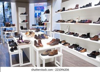 CANNES, FRANCE- OCTOBER 1, 2012: Mens Footwear In A Clothing Store