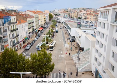Cannes (France), September 20, 2021. Station Square. Cannes Bus And Train Station, On The French Riviera, Home To The Major Film Festival.