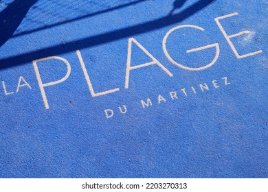 Cannes , Paca  France - 08 09 2022 : Martinez La Plage Logo Text And Sign Brand Of Hotel In Cannes Beach City France South 