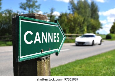 CANNES Sign On The Rural Road