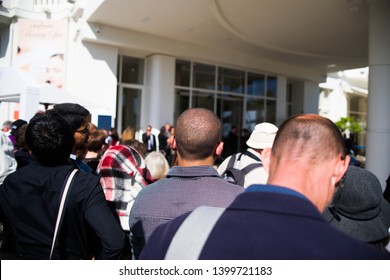 CANNES,FRANCE-MAY,16,2019:fan spend hours waiting for spotting some celebrities outside the martinez hotel, the number one hotel in cannes for celebrity spotting.