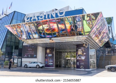 Cannes,Provence Alpes Cote D'Azur, France On 29 April 2022:Casino Barriere Le Croisette Is The Premier Casino In Cannes.All Games In The Casino Played  Private Poker, English Roulette, Blackjack 