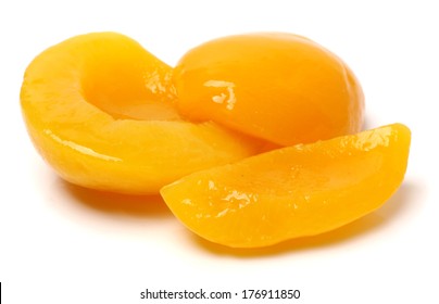 Canning Peaches Isolated On A White Background 