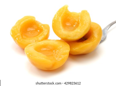 Canning Peaches Isolated On A White Background