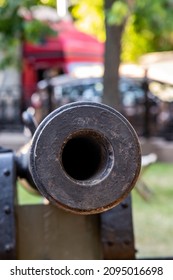 Cannon Barrel With Round Hole Close-up, Traditional Fort Guard Weapon