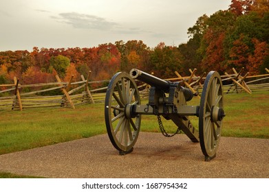 Cannon At Gettysburg Battle Field, Pennsylvania, USA During Autumn