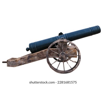 Cannon old-cannon canon-gun cannon-old canhao toap top-gun cannone antique-cannon  iron-cannon wheel-cannon kanone artillery barrel army weapon firearm in a fort castle isolated on white image photo 