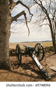 Cannon And Stone Wall From Seminary Ridge