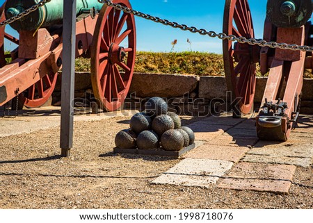 Cannons at Kronborg castle in Elsinore, Denmark.