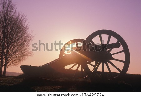 Cannons at the Revolutionary War National Park at sunrise, Valley Forge, PA
