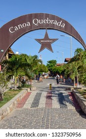 Canoa Quebrada, Brazil - 18 January 2019: Pepole Walking On The Main Street Of Canoa Quebrada In Brazil