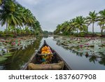 A canoe at the backwaters of kerala, india