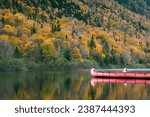 Canoe on the Jacques Cartier river at fall