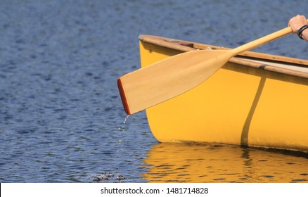 Canoe Paddle Close Up While Paddling