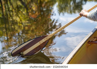 Canoe Paddle Water Reflection Autumn Fall Leaves