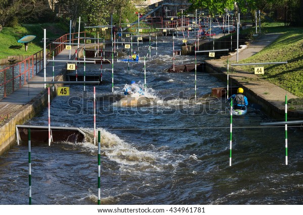 Canoe slalom water valley\
stream