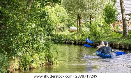Canoe trip in Spreewald Venice of Germany with lots of canals and water pleasure between Dresden and Berlin in Brandenburg state in Germany