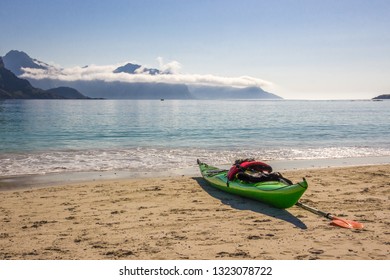 Canoeing In The Sea In Lofoten In Norway