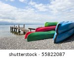 Canoes at Lake Geneva or Lake L?man (French: Lac L?man, L?man) This lake is situated  in Switzerland and France. It is one of the largest lakes in Western Europe.