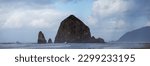 Canon Beach, Oregon, USA - November 28, 2022:  Views of the Oregon costline, Haystack Rock and other vistas from Ecola State Park.