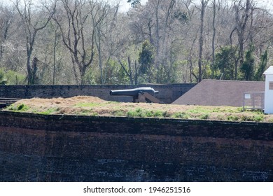 Canon At Old Fort Jackson In The Sunlight