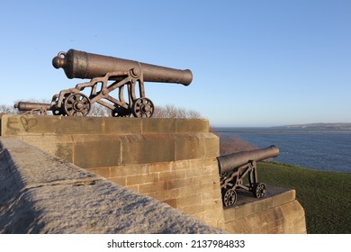 Canons located in Tynemouth UK by the statue of lord Collingwood