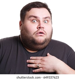 Cant Believe Surprised Fat Man Expressing Stock Photo (Edit Now) 649337623