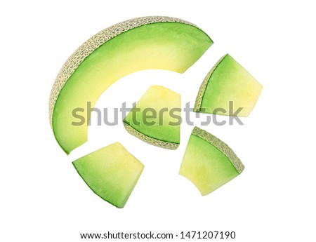 Cantaloupe melon isolated on white background. Top view