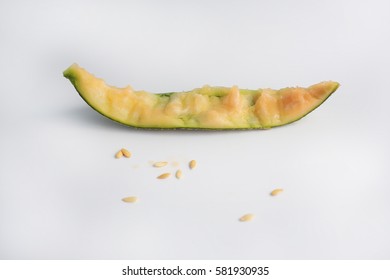 Cantaloupe melon rind isolated over the white background