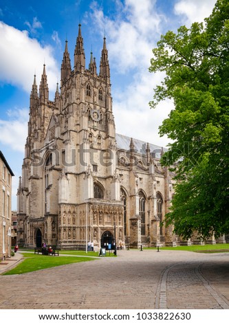 Canterbury Cathedral, one of the oldest and most famous Christian structures in England.  Canterbury, Kent Southern England, UK. UNESCO World Heritage Site