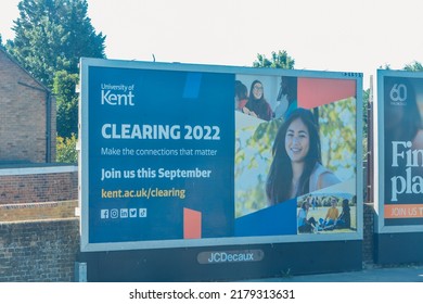 Canterbury, UK - July 16, 2022: University Of Kent Admissions Sign In Canterbury, UK