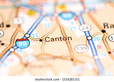 Canton. Massachusetts. USA On A Geography Map